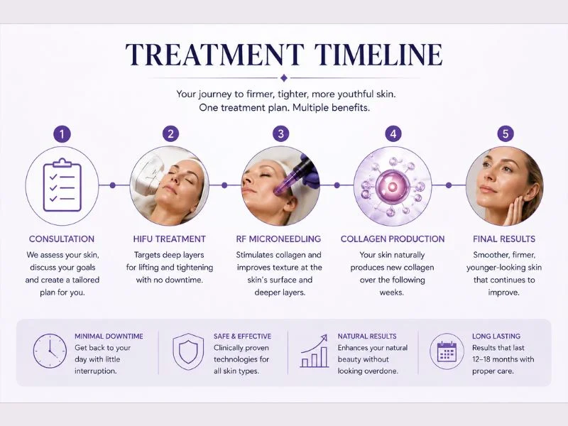 Timeline of how long complete skin tightening treatment Ayr results take