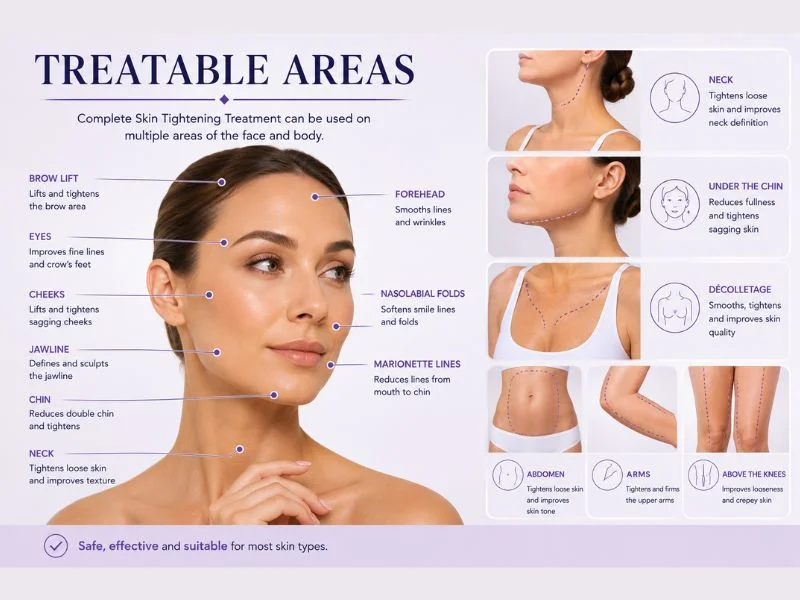 Areas of the body you can have complete skin tightening treatment Ayr